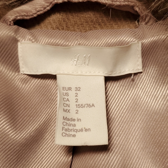 H&M wool blend Long biker jacket, Size 2 - Picture 11 of 16